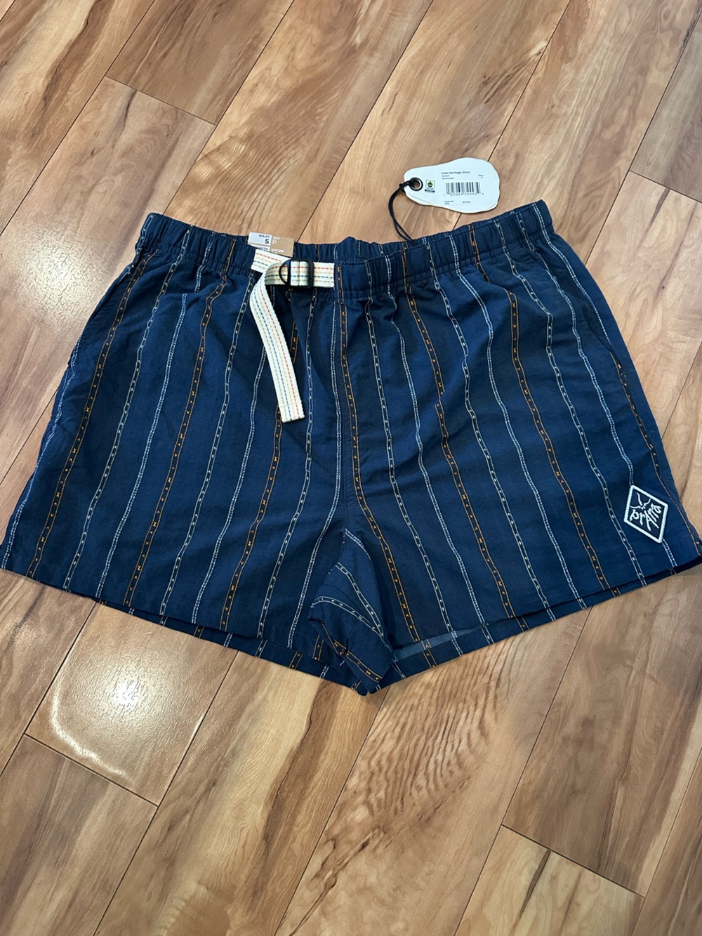 NWT prAna Indio Heritage Shorts Stormy Night Stripe Relaxed Fit Size Small